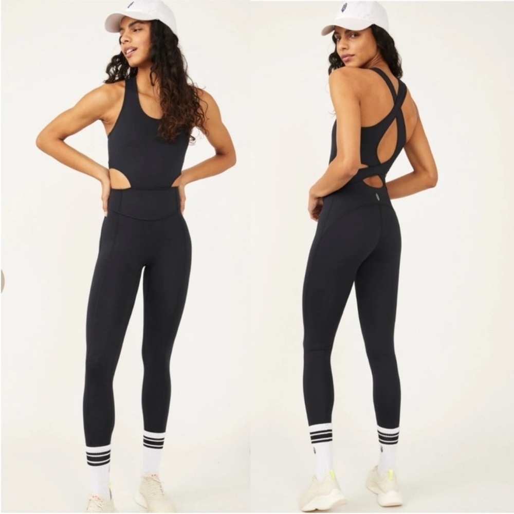 New! Free People Movement Back It Up Onesie in Black - XS